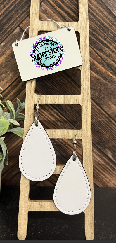 10 pairs of faux leather tear drop earrings 1.5 & 2 inch sizes - sublimation blanks