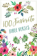Floral design with '100 Favorite Bible Verses' text on a white background