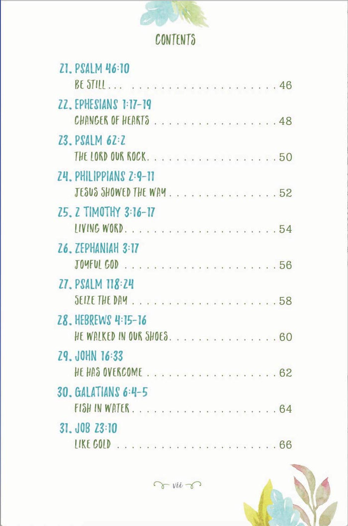 Table of contents with chapter titles and page numbers on a white background
