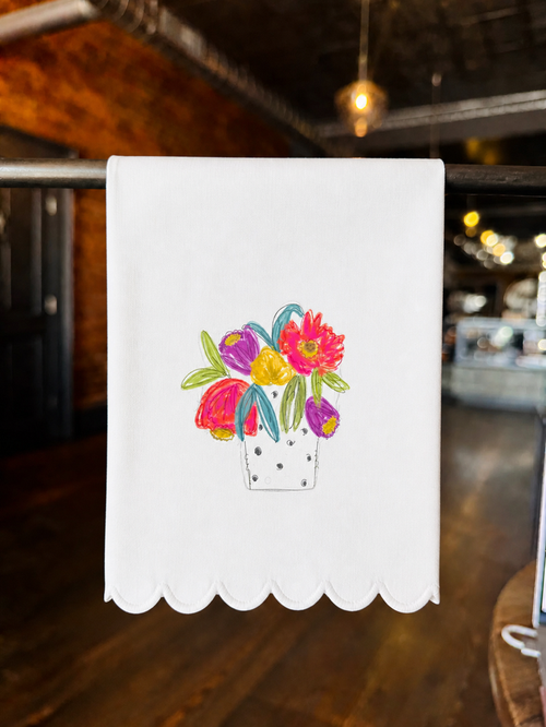 101 Flowers Scallop Tea Towel