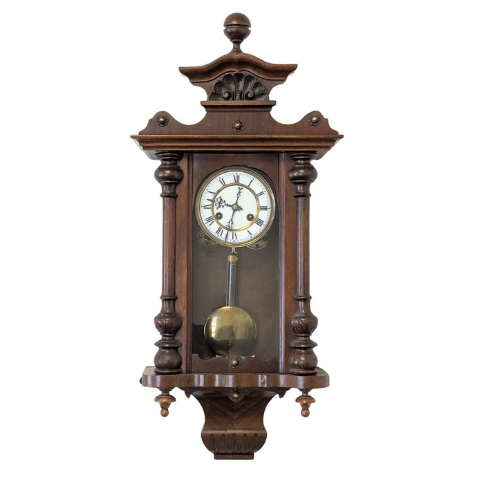 19th Century Walnut Wall Regulator 8-Day Clock