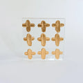 9 Gold Crosses Acrylic Block