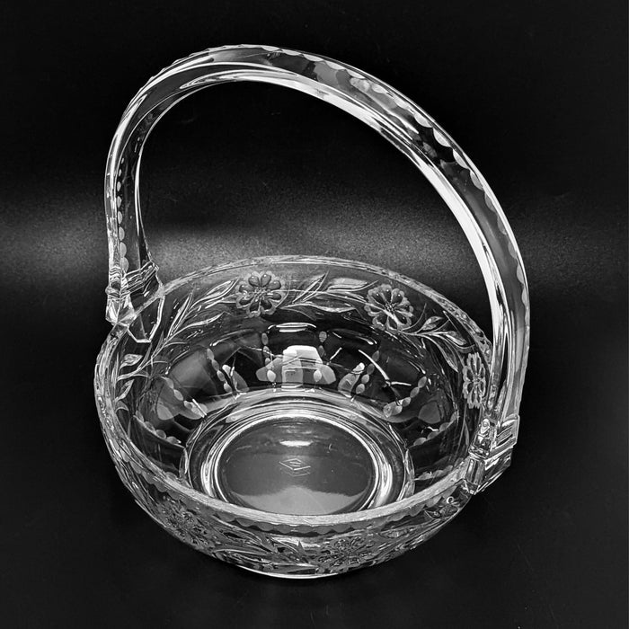 Antique Heisey Glass "Daisy & Leaves" Basket