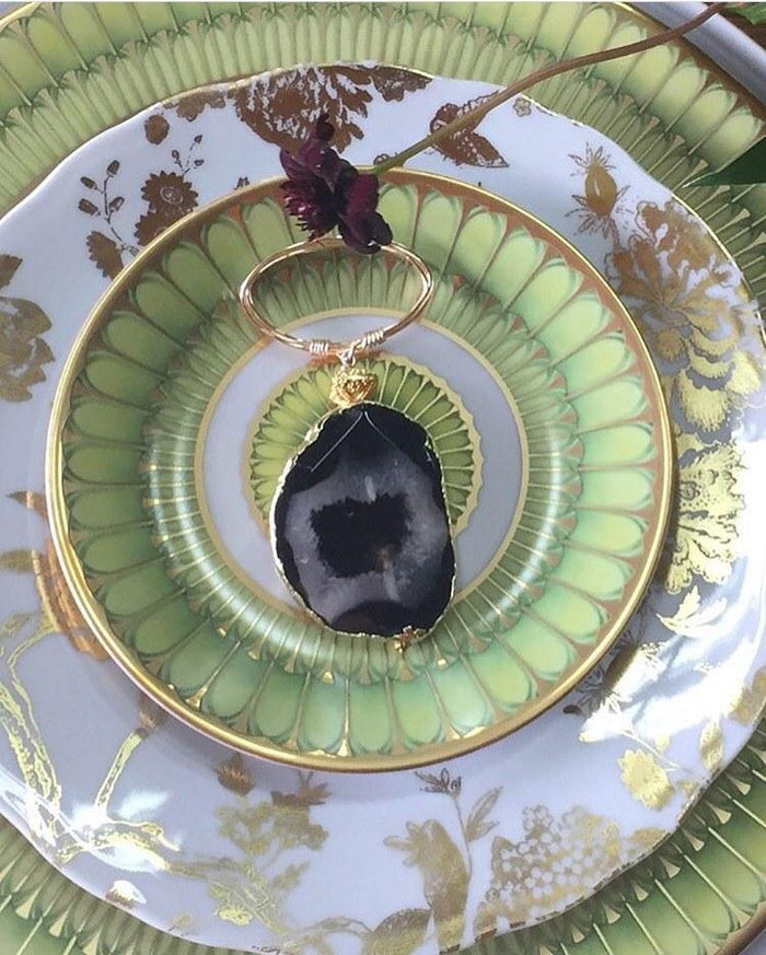 Arcades Green and Gold Dinner Plate