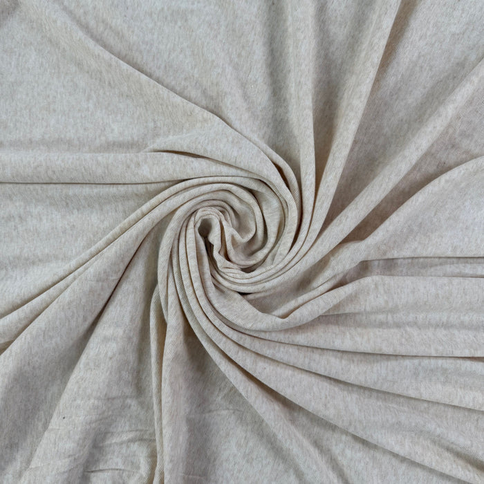 Bamboo Cotton 1x1 Rib Knit - Heathered Almond