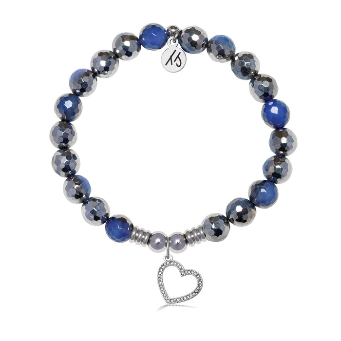 Beautiful Soul Charm with Silver Dipped Sky Blue Agate Gemstone Bracelet