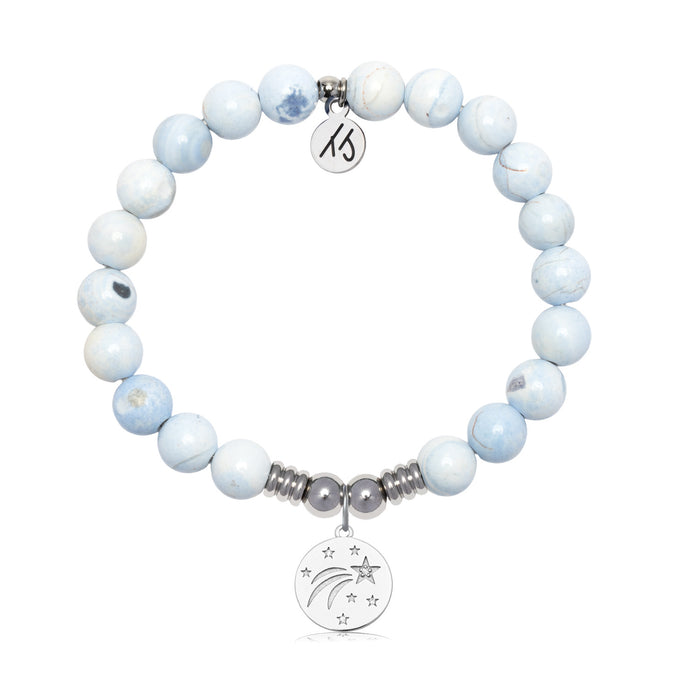 Best is Yet To Come Charm with Light Blue White Agate Gemstone Bracelet