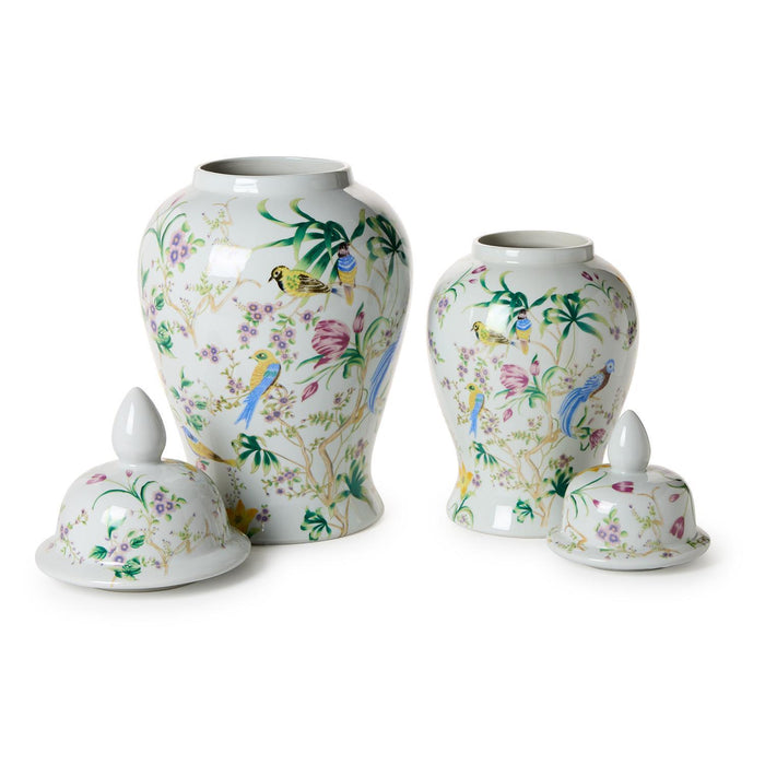 Bird & Blossom Chinoiserie Covered Temple Jar