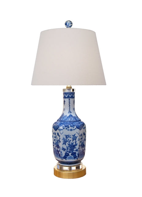 Blue and White Porcelain Hexagonal Vase Lamp