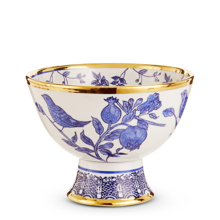 Blue Bird Pedestal Bowl