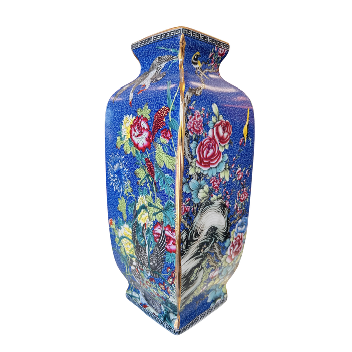 Blue Cloisonne Vase, 13.5"