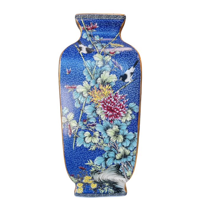 Blue Cloisonne Vase, 13.5"