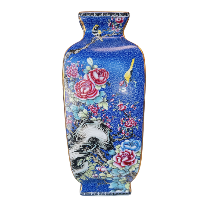 Blue Cloisonne Vase, 13.5"