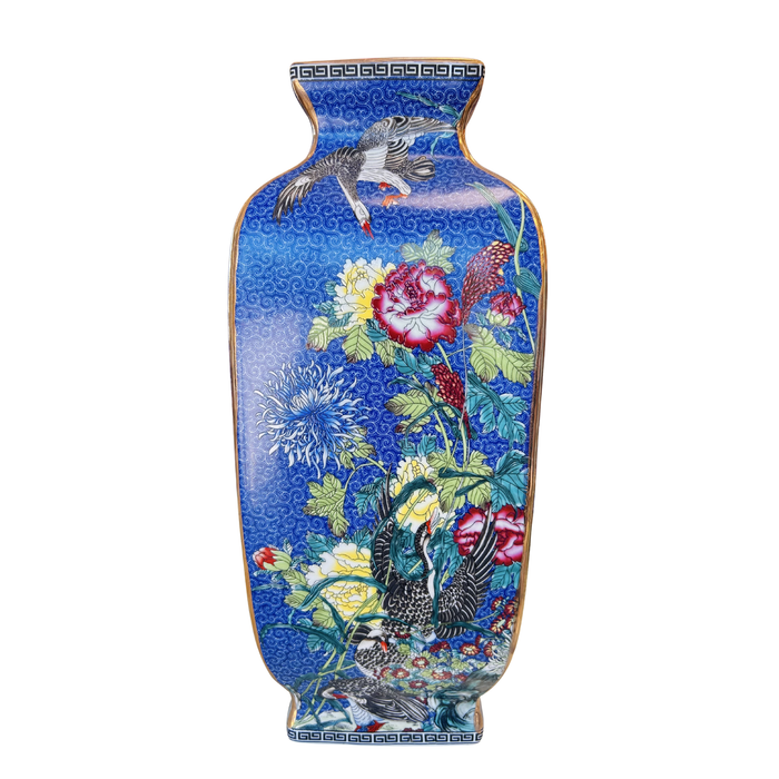 Blue Cloisonne Vase, 13.5"