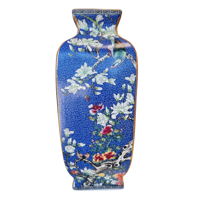 Blue Cloisonne Vase, 13.5"