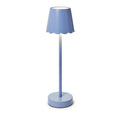 Blue LED Portable Cordless Table Lamp with Scalloped Edge Shade