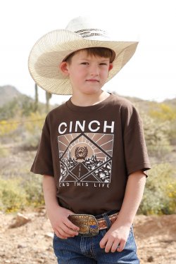 BOY'S CHOCOLATE BROWN LOGO TEE SHIRT BY CINCH JEANS