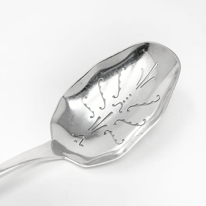 C. Klestrup Danish Silver Slotted Serving Spoon, Monogrammed