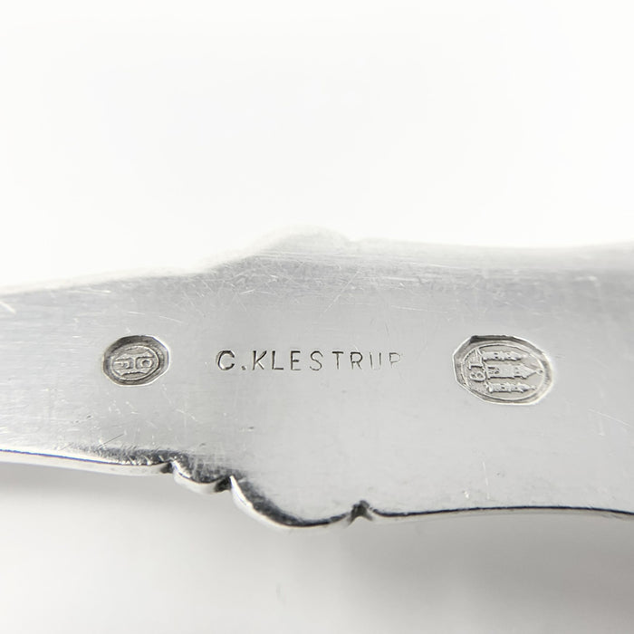 C. Klestrup Danish Silver Slotted Serving Spoon, Monogrammed