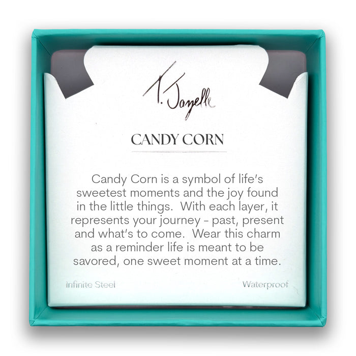Candy Corn Charm with Yellow White Jade Gemstone Bracelet