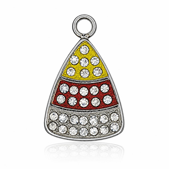 Candy Corn Charm with Yellow White Jade Gemstone Bracelet