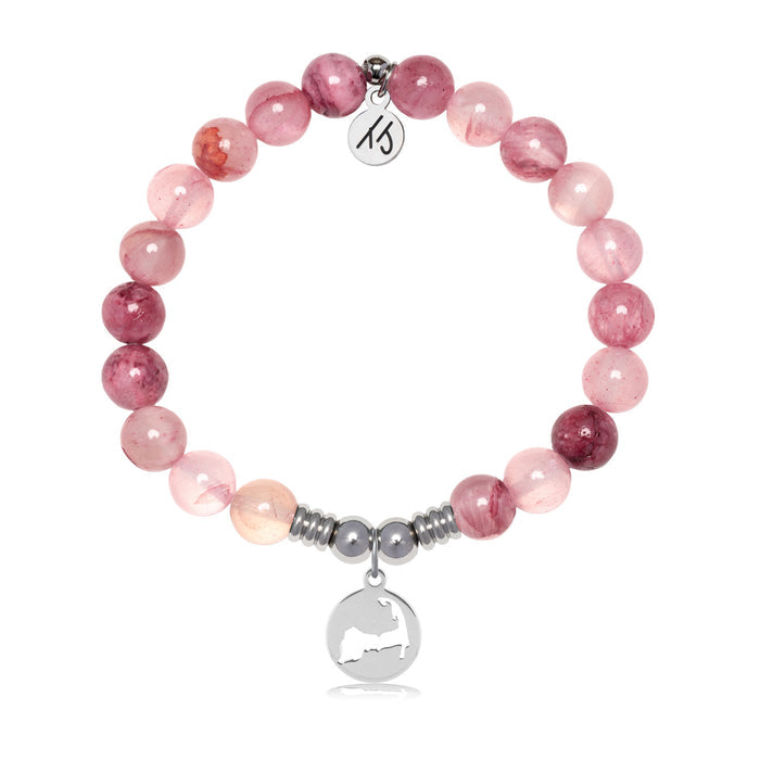 Cape Cod Charm with Pink Chalcedony Gemstone Bracelet