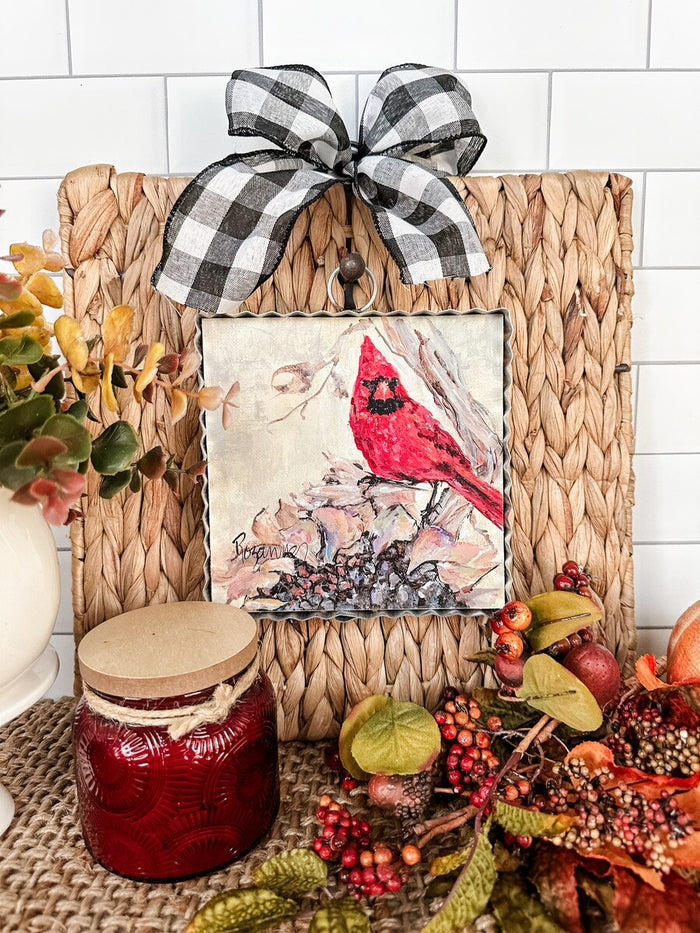 Cardinal Dried Sunflower Mini Art