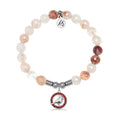 Cardinal Garnet CZ Charm with Strawberry Quartz Gemstone Bracelet