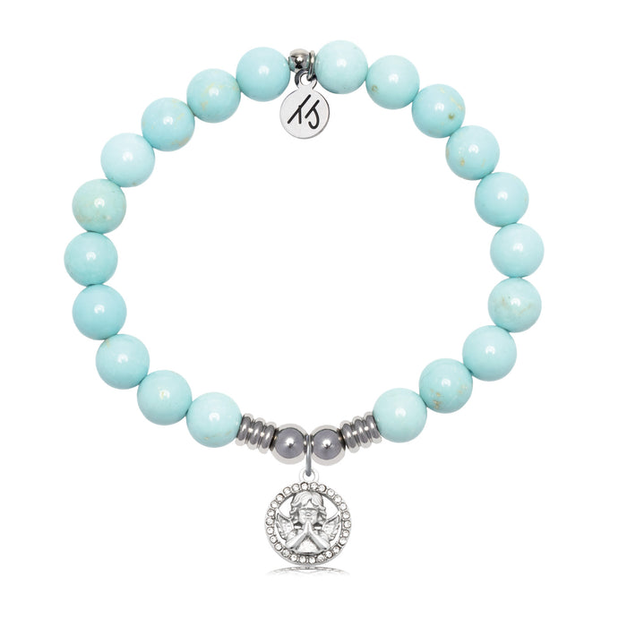 Cherub Charm with Blue Turquoise Gemstone Bracelet