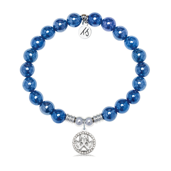 Cherub Charm with Navy Agate Gemstone Bracelet