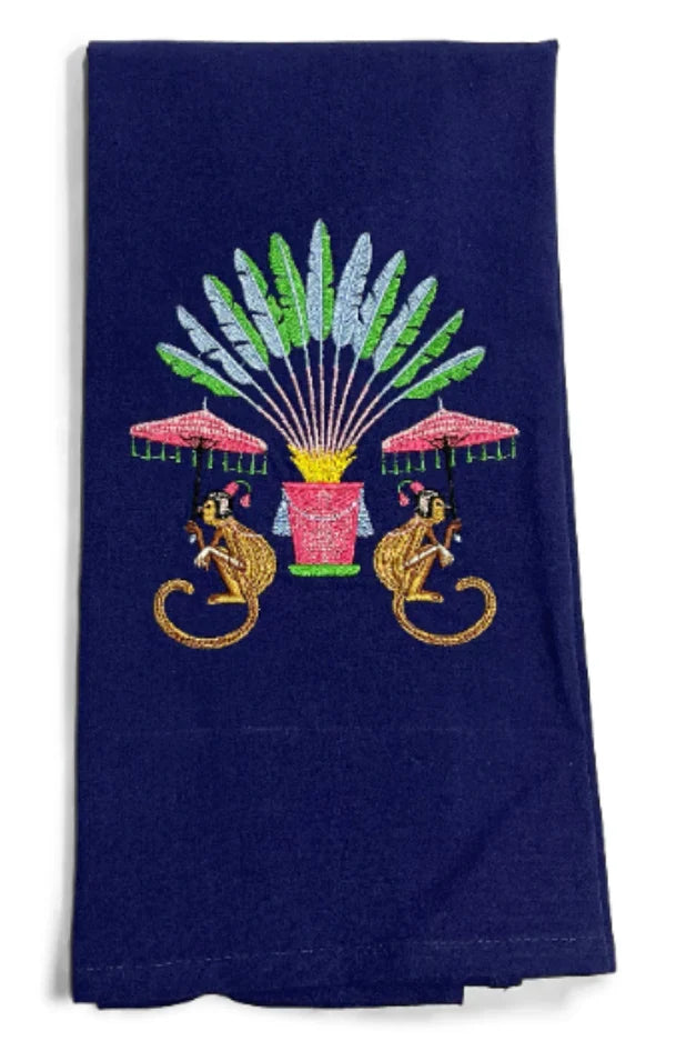 Chinoiserie Monkeys with Palms Tea Towel