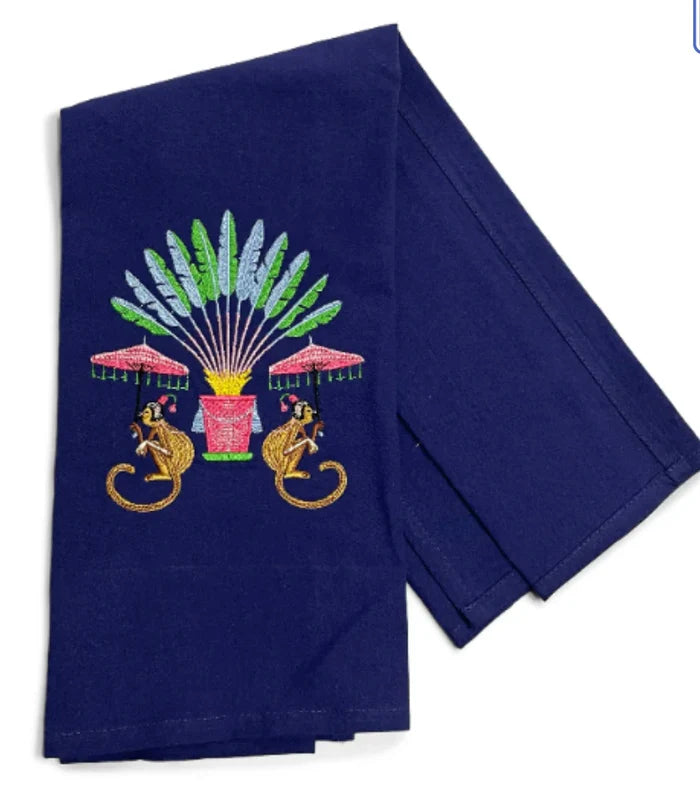 Chinoiserie Monkeys with Palms Tea Towel