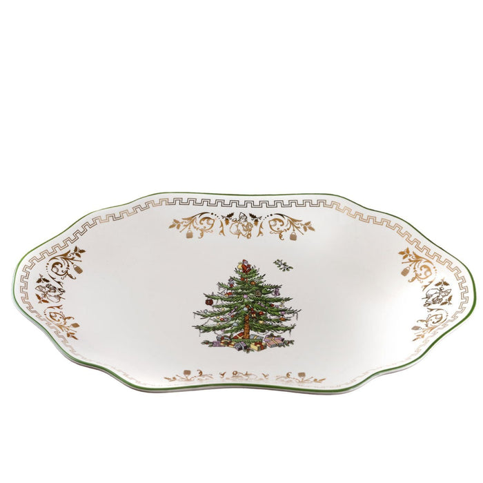 Christmas Tree Gold Oval Platter