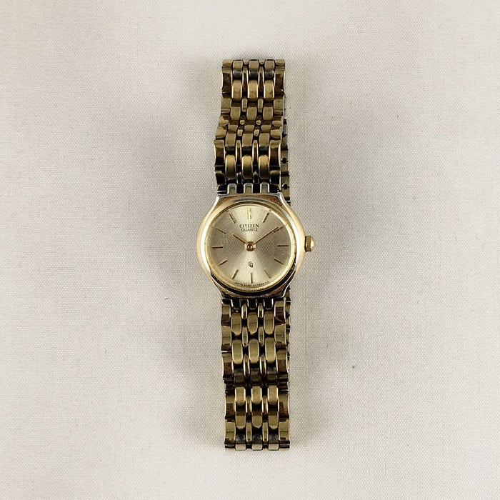 I Like Mikes Mid Century Modern Watches Citizen Petite Watch, Gold Tone Details, Bracelet Strap