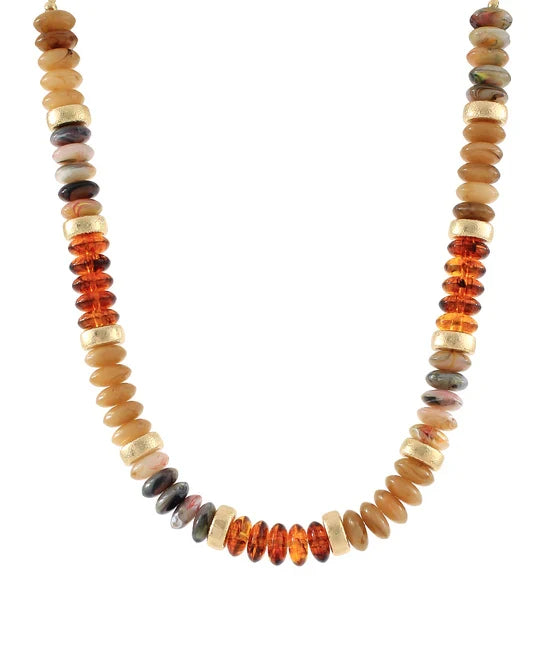 Color Wide Bead Stand Necklace
