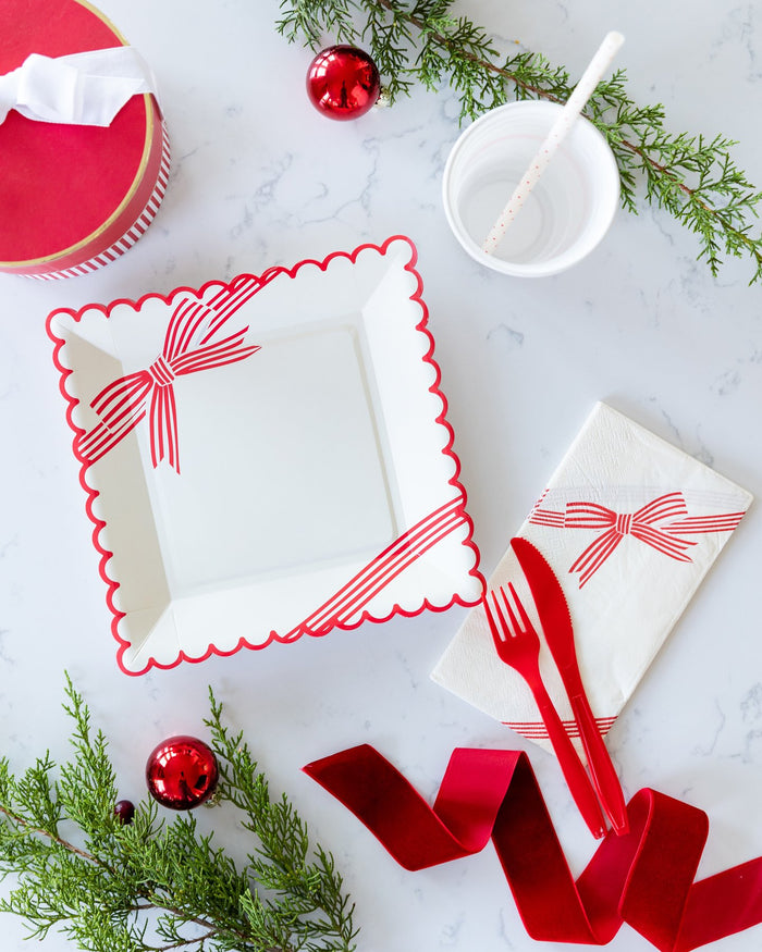 Cream Bow Plates