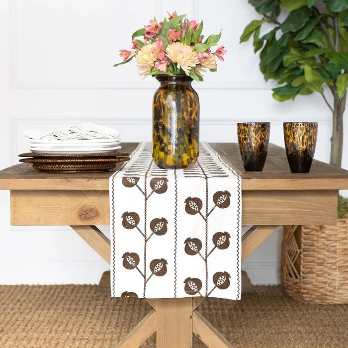 Crewel Brown Table Runner