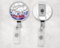 Cute Merry Christmas Snow Globe Art Badge Reel