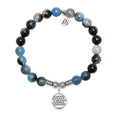 Dare to Be Different Charm with Black & Blue Agate Gemstone Bracelet