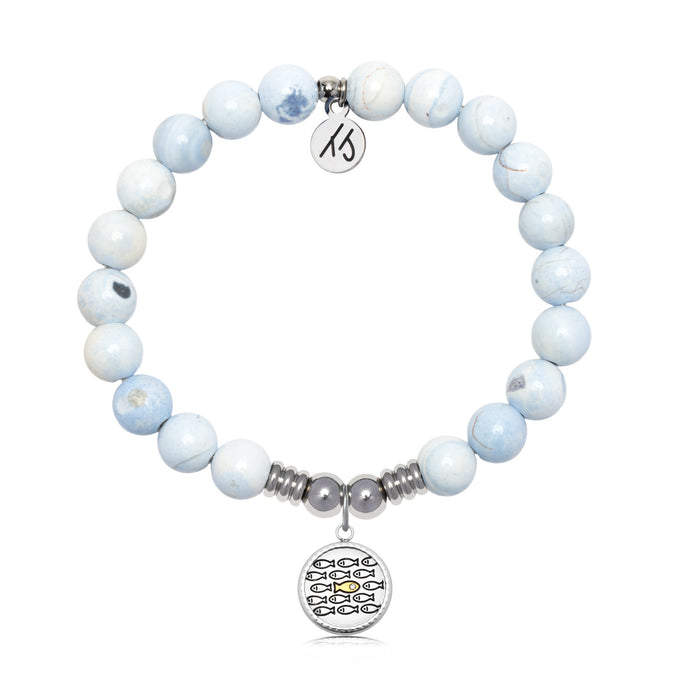 Dare to Be Different Charm with Light Blue White Agate Gemstone Bracelet