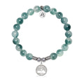 Family Tree Charm with Teal White Jade Gemstone Bracelet