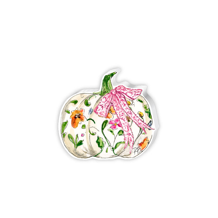 Floral Pumpkin with Pink Chinoiserie Bow Small Acrylic