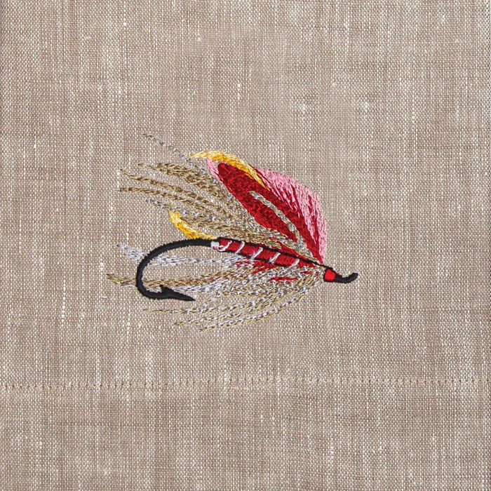 Fly Fishing Hook Flax Linen Tea Towel