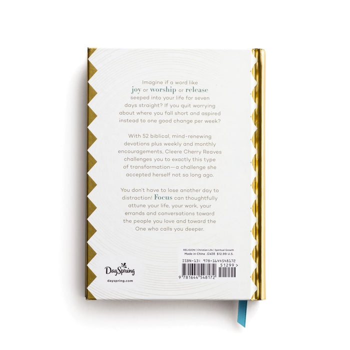 Back cover of a book with text and DaySpring branding on a white background
