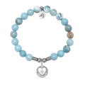 Friendship Heart Charm with Larimar Jasper Gemstone Bracelet