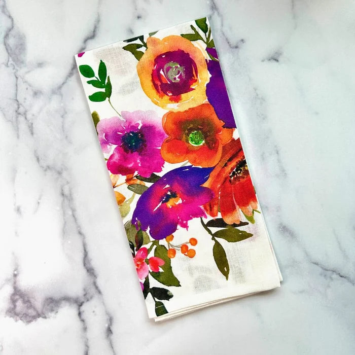 Garden Estate Watercolor Linen Tea Towel