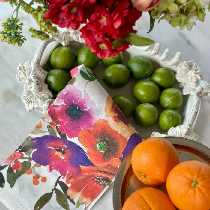 Garden Estate Watercolor Linen Tea Towel