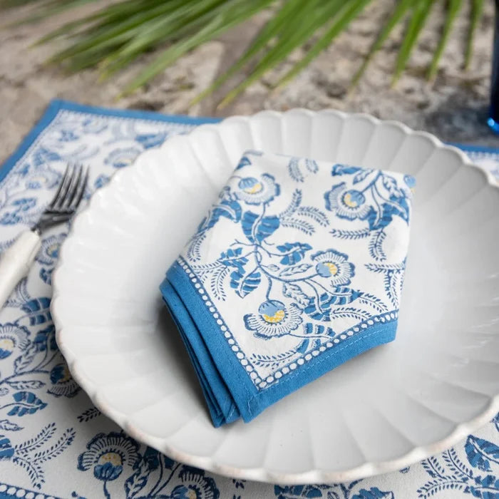 Gardenia Vine Azure Napkin | Set Of 4