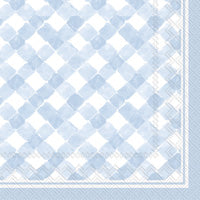 Gingham Cocktail Napkin - Light Blue