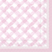 Gingham Cocktail Napkin - Light Rose